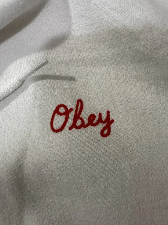 Obey Mira Rosa White & Red Hoodie, US Women L - Picture 3 of 5